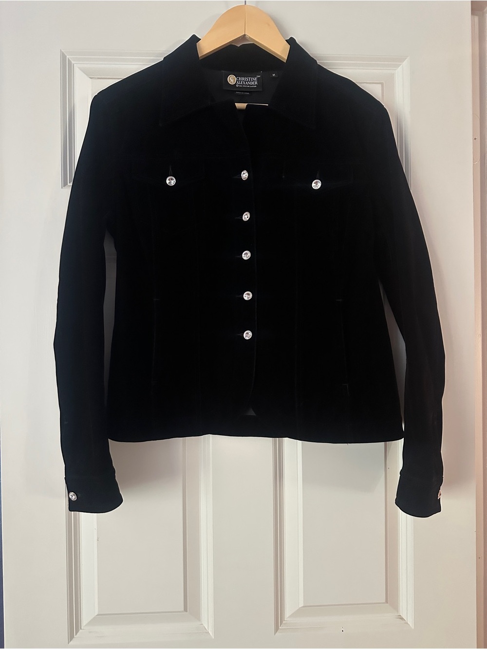 Christine Alexander Black Velvet Button-Front Jacket